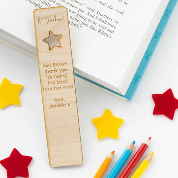 Personalised A* Teacher Wooden Bookmark Star, 3 of 6