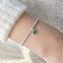 Sterling Silver May Birthstone Ball Slider Bracelet – Emerald, thumbnail 3 of 5