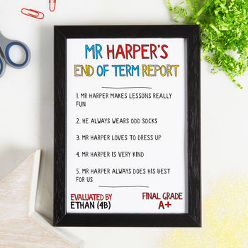 Personalised Teacher End Of Term Report Card Print, 4 of 4