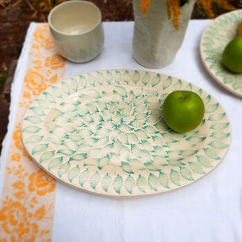 Handmade Oval Ceramic Leaf Platter, 2 of 8