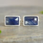 12ct Midnight Blue Sapphire Cufflinks In Sterling Silver, thumbnail 1 of 2