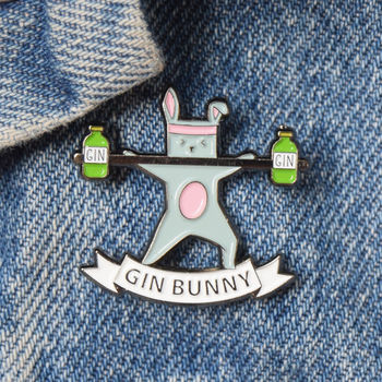 'Gin Bunny' Enamel Pin Badge, 3 of 4