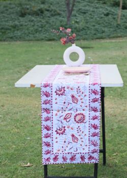 Lilac Floral Block Printed Table Runner, 3 of 3