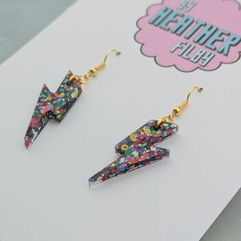 Small Rainbow Lightning Bolt Earrings, 3 of 4