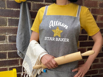 Personalised Cotton Kitchen Apron And Tea Towels, 5 of 12