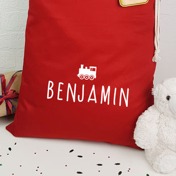 Personalised Santa Sack With Wooden Christmas Gift Tag, 8 of 9