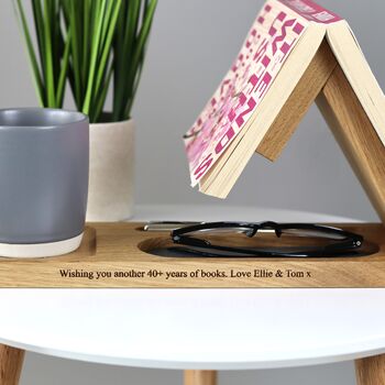 Personalised Book Stand In Solid Oak, 6 of 9