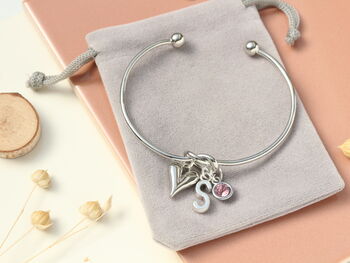 Personalised Heart Initial Silver Bracelet Friendship Knot, 9 of 11
