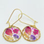 Dangle Earrings With Rose Petals And Gold Leaf, thumbnail 6 of 11