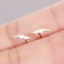 Small Dainty Minimalistic Silver Lightning Bolt Studs, thumbnail 7 of 8