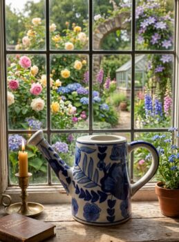 Bold Blue Pottery Ceramic Watering Can/Vase, 6 of 12