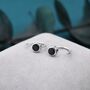 Black 4mm Cz Huggie Hoop Earrings, thumbnail 7 of 11