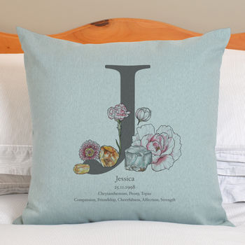 Personalised Birth Flower And Birth Stone Cushion, 3 of 12