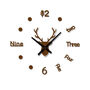 Stylish Antlers 3D Wall Clock, Brown, Red, Black, Silver, thumbnail 2 of 10