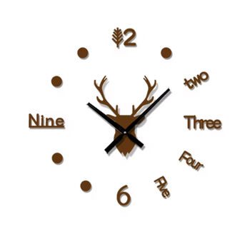Stylish Antlers 3D Wall Clock, Brown, Red, Black, Silver, 2 of 10