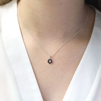 Mini Black Star Enamel Necklace Sterling Silver, 2 of 5