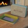 Firelighter And Match Tin Set Cosy Fireside Storage In Sage Green, thumbnail 8 of 12