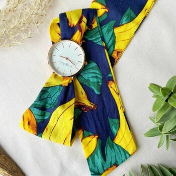 Banana Print Changeable Women Cotton Strap Wrist Watch, 7 of 9