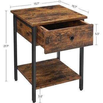 Nightstand Bedside Side Table With Drawer And Shelf, 9 of 9