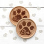 Personalised Cat Paw Print Beech Wooden Coaster, thumbnail 3 of 3