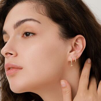 Tiny Cz Starburst Internally Threaded Flat Back Earrings In Sterling Silver, 8 of 12