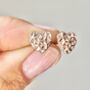 Rose Gold Vermeil Geometrical Heart Stud Earrings, thumbnail 3 of 3