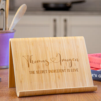 Personalised Secret Ingredient Bamboo Cook Book Stand, 2 of 4