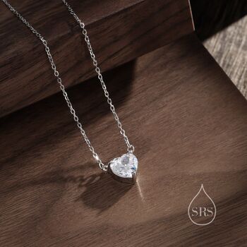 Tiny Cz Heart Pendant Necklace In Sterling Silver, 4 of 12