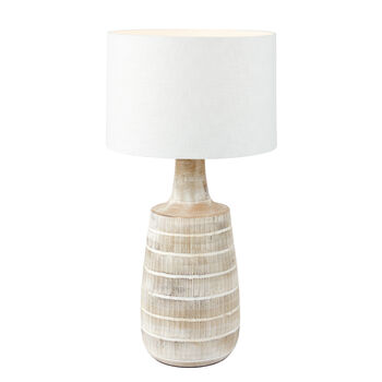 White Wash Wood Textured Table Lamp With Tall Neck, 3 of 9