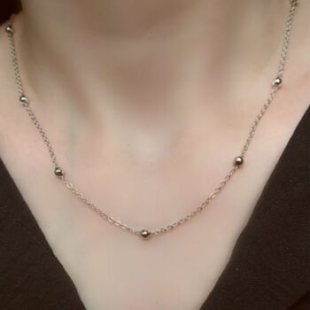 Beaded Satellite Silver Chain Necklace, 2 of 3