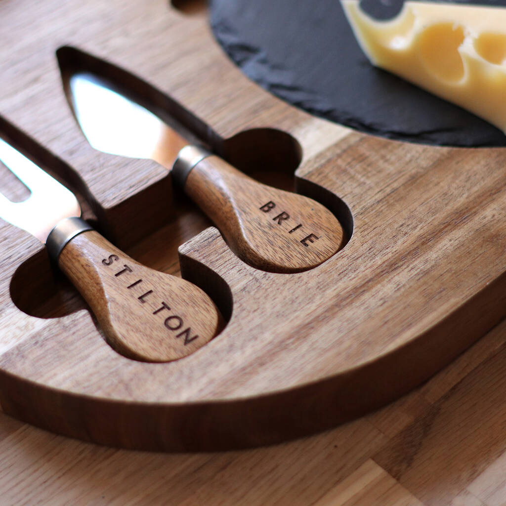 Personalised Slate Cheese Board And Knife Set By The British Belt