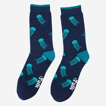 Men's Bamboo Socks Blue Jellyfish, 2 of 5