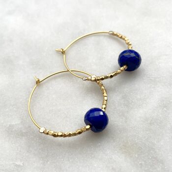 Lapis Lazuli And Fair Trade Hoops 30mm, 5 of 10