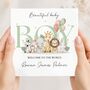 Safari New Baby Card, Blue Welcome To The World Card, thumbnail 2 of 3
