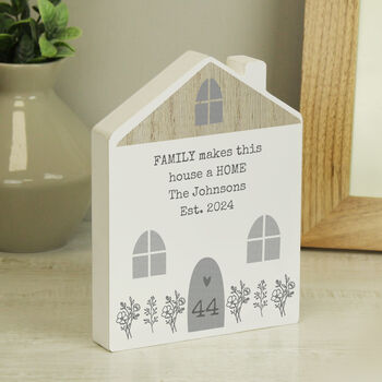 Personalised Grey Wooden House Ornament, 2 of 5