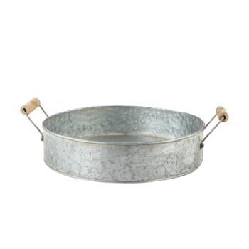 Round Zinc Tray With Wooden Handles, 2 of 4