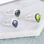 Black Opal October Birthstone Silver Ring, thumbnail 2 of 4