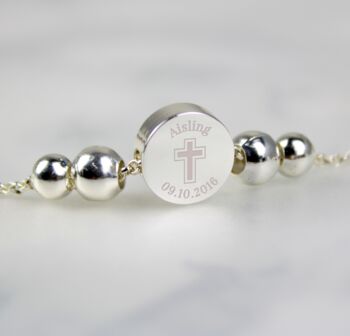 Personalised Silver Plated Cross Round Bracelet, 5 of 5