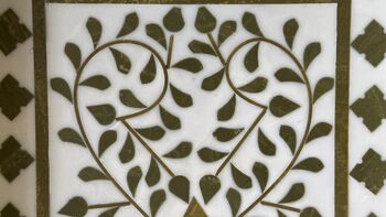 Wood Serving Tray With Handle, Ottoman Tary, Inlay Craft, 6 of 12