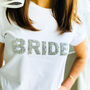 Bride T Shirt With Sparkly Rhinestone Letters, thumbnail 4 of 5