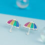 Silver Umbrella Stud Earrings, thumbnail 3 of 5