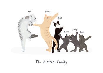 Personalised Cat Family Print, 3 of 4