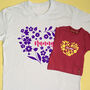 Personalised Adult And Child Flower Heart T Shirt Set, thumbnail 2 of 9