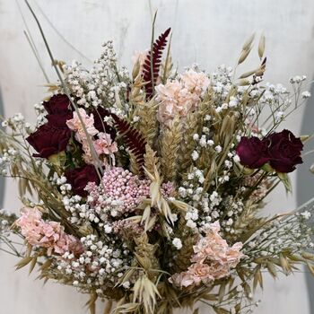 Wedding Dried Flower Bouquet Meadow Reds Left, 2 of 5