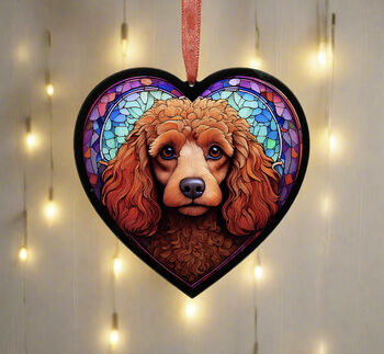Poodle Stained Glass Effect Heart Suncatcher, 6 of 7