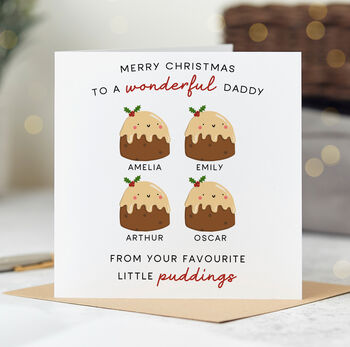 'Daddy Little Puddings' Personalised Christmas Card, 4 of 7