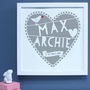 Personalised New Baby Boy Heart Framed Print, thumbnail 1 of 8