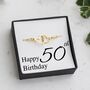 50th Birthday Bracelet For Her, Two Hearts Bracelet, Sterling Silver Personalised Gift, thumbnail 1 of 8