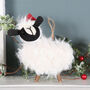 Fluffy Sheep In Santa Hat Christmas Tree Decoration, thumbnail 1 of 3