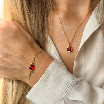 January Garnet Birthstone Crystal Necklace Or Bracelet In Sterling Silver, 6 of 9